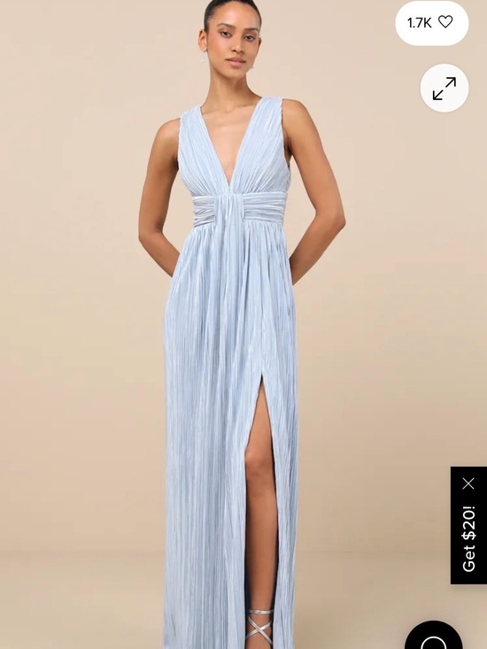 Lulus Dresses & Skirts - Lulu's Light Blue Pleated V-Neck Prom Gown with High Slit